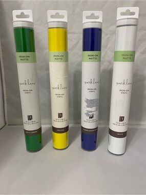 Park Lane Iron-On Matte Vinyl Rolls — Yellow, Blue, White, Green